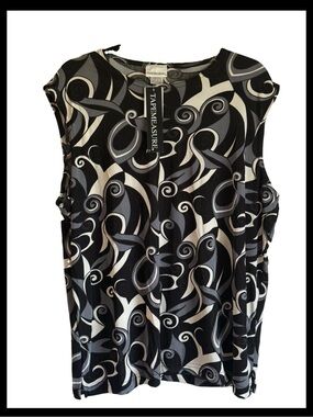Vintage Tape Measure 3X NWT Swirl Print Y2K Plus Size Top